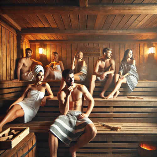 Menschen beim Saunieren im Banja