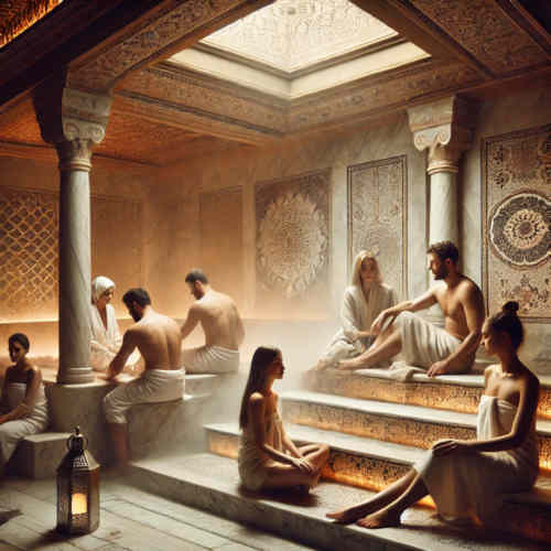 Menschen beim Saunieren im Hamam